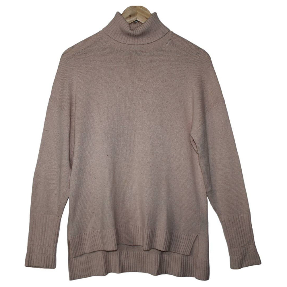 Womens J. Crew Relaxed Turtleneck Sweater E2369 Pink Wool Pullover Size Medium M